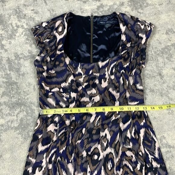 French Connection Pendragon Cap Sleeve Dress Navy Blue Slate Gray Mini Sz 2 - Picture 10 of 13
